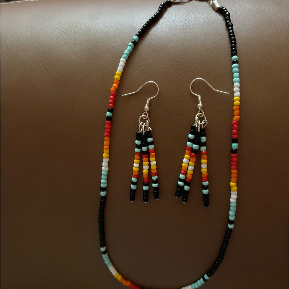 Multicolor Beaded Necklace and Earring Set